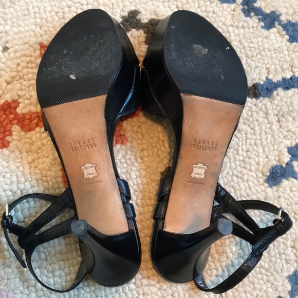 Stuart Weitzman Black Platform Sandals Sz 7.5 - Picture 3 of 3
